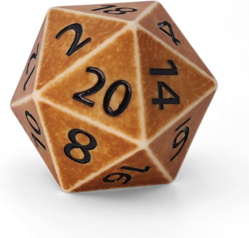 CSITORWWE Retro Style 55mm Giant D20 Dice,20 Sided Resin Dice with Velvet Pouch, Titan Polyhedral Dice for TTRPG Tabletop Gaming,Dungeon Masters,RPG Adventures(Yellow Ancient) - Image 2